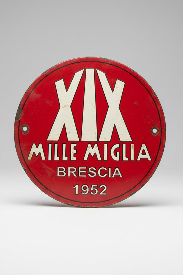 Rare and Original 1952 Enamel Mille Migila Road Sign from the 1952 event in Italy