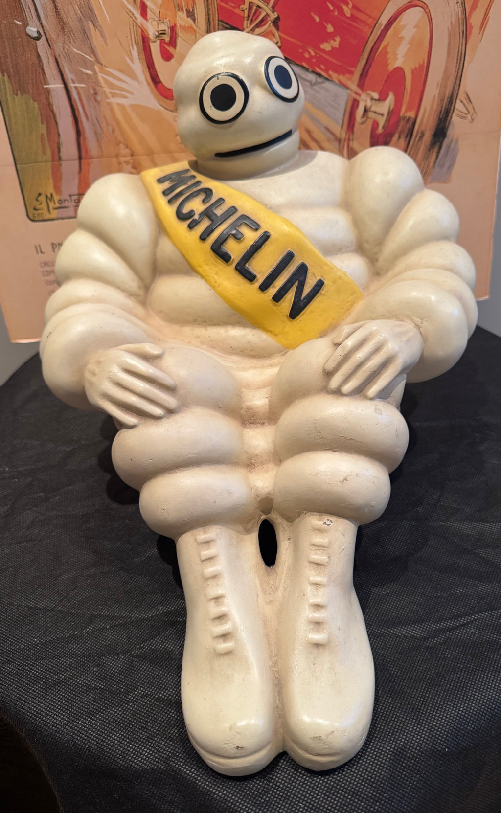 Rare and Early Seated Michelin Advertising Bibendum with Bow c. 1940s
