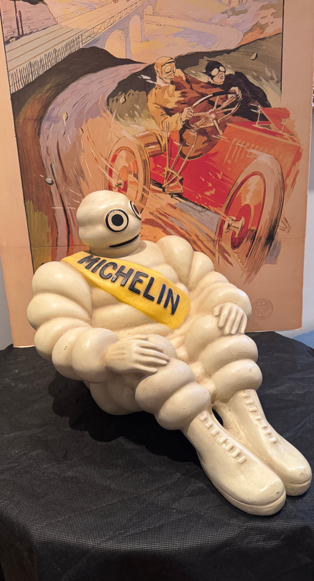 Rare and Early Seated Michelin Advertising Bibendum with Bow c. 1940s